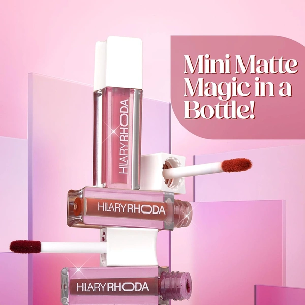 Hilary Rhoda Matte Minis Lipstick Set of 6 | Vitamin E, Jojoba & Rosehip Oil Infused | 12-Hour Stay | Waterproof, Smudge-Proof, Non-Sticky Lightweight Matte Lipsticks