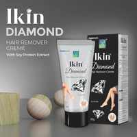 lkin Ikin Diamond Hair Removal Cream Pack of 2 (60g Each) for Women | Dry Skin Formula | Bikini, Legs & Underarms |