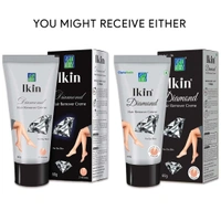 lkin Ikin Diamond Hair Removal Cream Pack of 2 (60g Each) for Women | Dry Skin Formula | Bikini, Legs & Underarms |