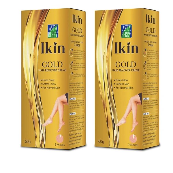 lkin Ikin Gold Hair Remover Cream Combo Pack (2 x 60g) for Normal Skin - Bikini Hair Removal Cream for Women & Girls