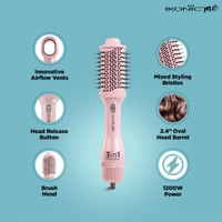 IKONIC 3 in 1 Express Styler | Professional Volumizer Blow Dryer | With Mixed Styling Bristles | 1200W Power | Innovative Air Flow Vents | Ceramic Titanium Tourmaline-Coated Brush Head | Suitable for All Hair Types