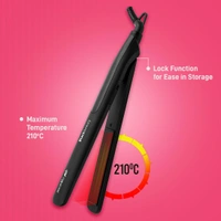 Ikonic Black Beauty Hair Straightener for Women | Ceramic Coated Floating Plates | Instant Heat Up, Handle Lock | Super Slim, Lightweight & Travel Friendly