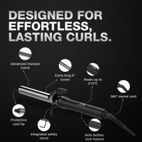 Ikonic CT 25mm Curling Tong Hair Curler, Black | 8 Inch Titanium Barrel | Professional Curling Iron for Bouncy, Tight & Loose Curls | Salon Finish
