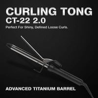Ikonic Curling Tong CT-22 22mm Hair Curler | 8 Inch Titanium Barrel | Black & Golden | Safety Clip, Rubber Grip | Professional Salon-Like Curls