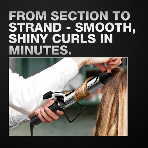 Ikonic Hair Curler Machine Tong 28mm | 8 Inch Black Titanium Barrel | Heat Ready Indicator, Rubber Grip, Safety Stand & Swivel Cord | Salon-Like Finish