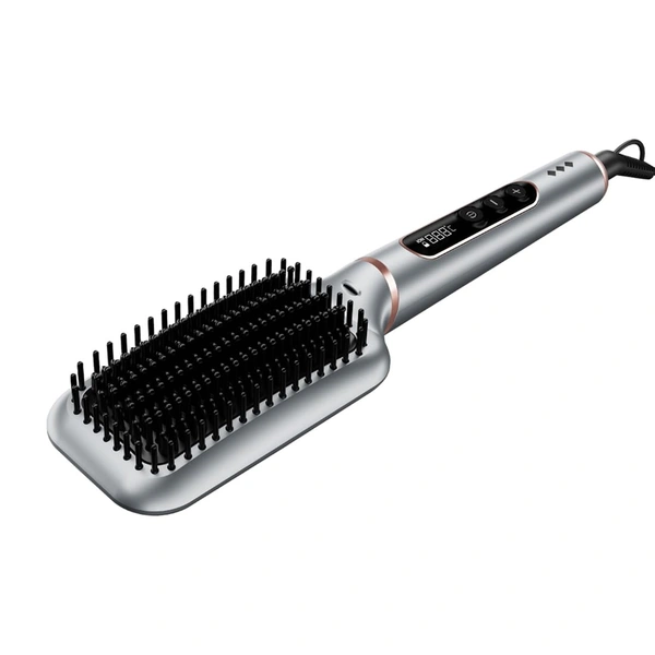 Ikonic Me Hair Straightener Brush Super Styler | Tourmaline Ceramic | Triple Bristle | Thermo-Protect | 130-210�C | Frizz-Free, Shiny Hair | Large Paddle Brush