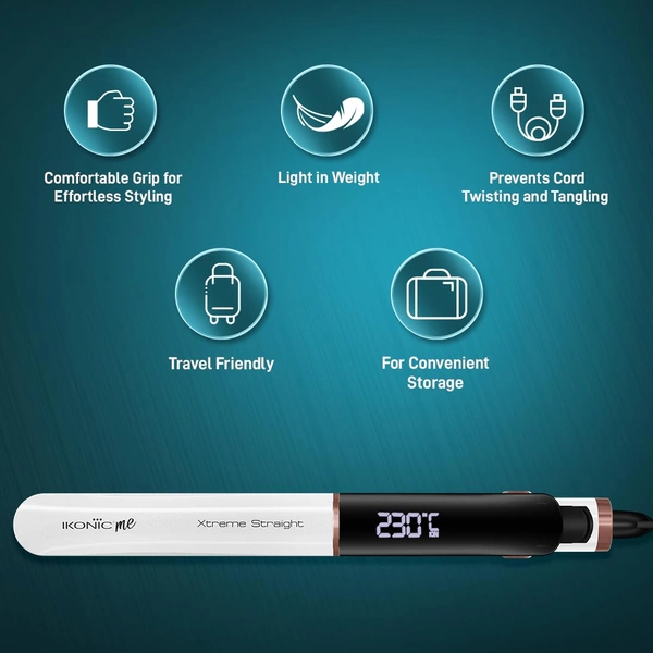 Ikonic Me Xtreme Hair Straightener for Women & Men Colour Stone | Quick Heating Ceramic Floating Plates | Digital Temperature Display | 360� Swivel Cord | Frizz-Free Salon Finish