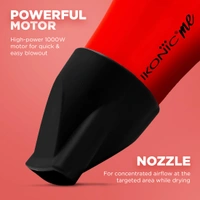Ikonic Mini Speedy Hair Dryer Red | 1000W Powerful Motor | Lightweight & Compact | Foldable Handle | Dual Heat Settings | Travel-Friendly | Fast & Frizz-Free Drying