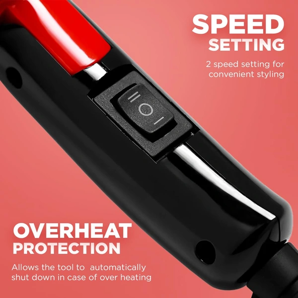 Ikonic Mini Speedy Hair Dryer Red | 1000W Powerful Motor | Lightweight & Compact | Foldable Handle | Dual Heat Settings | Travel-Friendly | Fast & Frizz-Free Drying