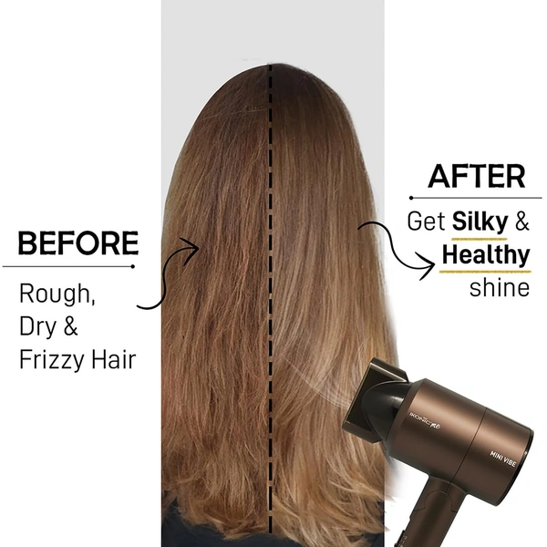 Ikonic Mini Vibe Hair Dryer 1200W - Coffee | 2 Speed Settings | Cool Shot | Overheat Protection | Compact & Travel Friendly Design | Suitable for All Hair Types