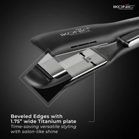 Ikonic Pro Titanium Shine Hair Straightener Black with AI Technology | Fast Heating | Frizz-Free Styling | Auto Shut-Off | Digital Temperature Control | Salon-Quality