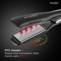 Ikonic Pro Titanium Shine Hair Straightener Black with AI Technology | Fast Heating | Frizz-Free Styling | Auto Shut-Off | Digital Temperature Control | Salon-Quality