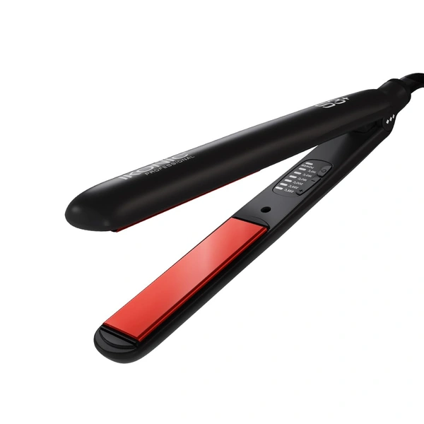 Ikonic S3+ Hair Straightener, Black & Red With Adjustable Temparature Control, Professional Ceramic Floating Plates, Instat Heat Up and Easy To Use
