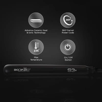 Ikonic S3+ Hair Straightener, Black & Red With Adjustable Temparature Control, Professional Ceramic Floating Plates, Instat Heat Up and Easy To Use