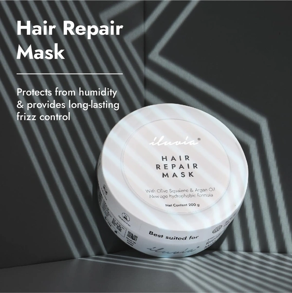Iluvia New-age Hydrophobic Hair Repair Mask 200g | Humidity-Resistant, Anti-Frizz Formula | Restores Moisture Balance | Repairs Dry, Brittle, Chemically Treated Hair