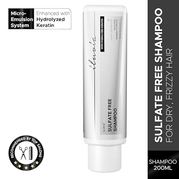 Iluvia Professional Sulphate-Free Shampoo 200ml | Unique Micro Emulsion Formula | Prevents Frizz, Breakage & Dryness | Strengthens Hair for Healthier, Smoother Locks