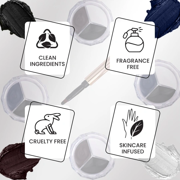 Incolor 3 in 1 Super Eyeliner EY193 with Black, Brown, White | Waterproof Multi-Color Eyeliner Pencil | Smooth Glide | Long Lasting Eye Makeup