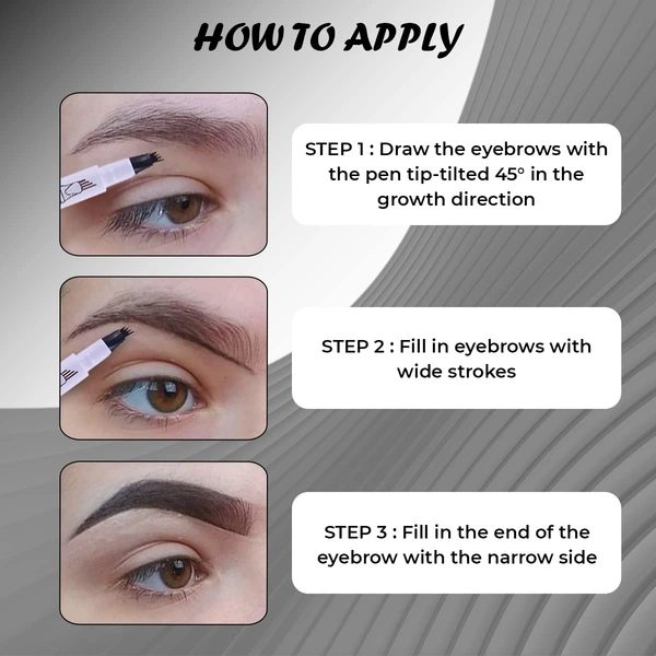 Incolor EY083 4 Forked Long Lasting Eyebrow Pencil Black with Precision Micro-Fork Tip | Smudge-Proof & Natural Hair-Like Finish | Easy Brow Definer