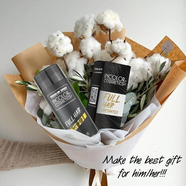 Incolor Hair Fiber Powder - Black | Instantly Covers Bald Spots & Thinning Hair | Natural-Looking Volume | Long-Lasting, Sweat & Wind Resistant Hair Concealer