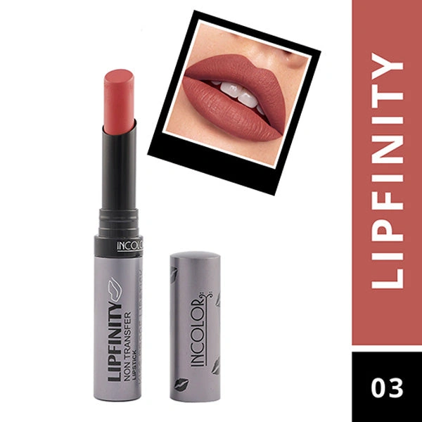 Incolor Lipfinity Non-Transfer Lipstick Shade 03 | Bold Matte Finish | Long-Lasting & Smudge-Proof Formula | Lightweight Texture & Hydrating | Travel-Friendly Size