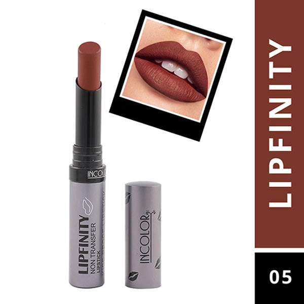 Incolor Lipfinity Non-Transfer Lipstick Shade 05 | Intense Matte Finish | Long-Lasting & Smudge-Proof Formula | Lightweight Texture & Hydrating | Travel-Friendly Size