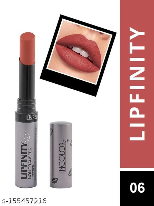 Incolor Lipfinity Non-Transfer Lipstick Shade 06 | Intense Matte Finish | Long-Lasting & Smudge-Proof Formula | Lightweight Texture & Hydrating | Travel-Friendly Size
