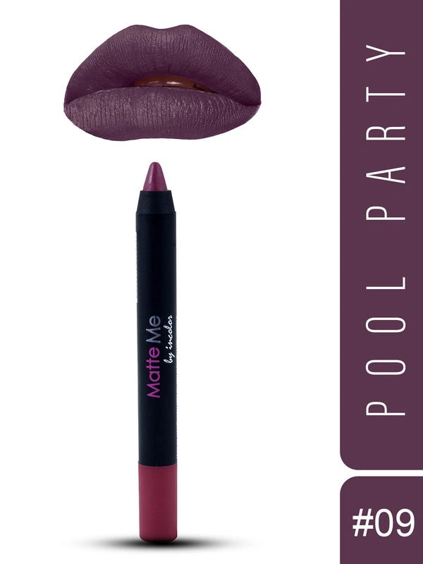 Incolor Matte Me Crayon Pencil Lipstick 09 Pool Party| Vibrant Matte Finish & Creamy Texture | Long-Lasting Wear & Precise Crayon Design | Lightweight Formula for All-Day Comfort