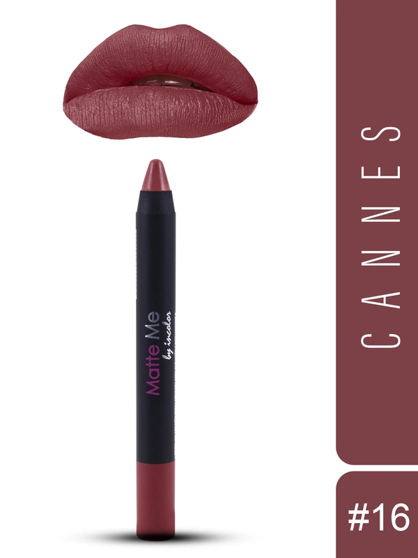 Incolor Matte Me Crayon Pencil Lipstick 16 Cannes| Elegant Matte Finish & Creamy Texture | Long-Lasting Wear & Precise Crayon Design | Lightweight Formula for All-Day Comfort