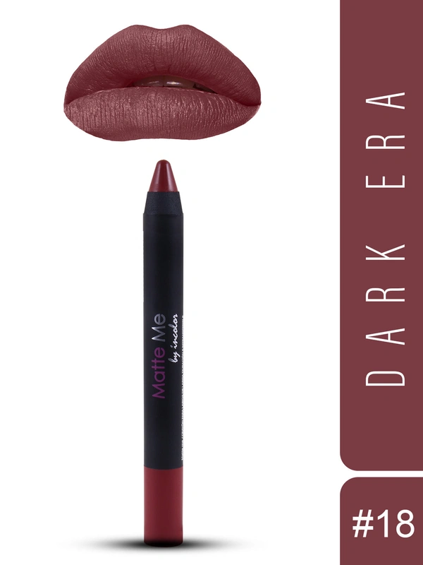 Incolor Matte Me Crayon Pencil Lipstick 18 Dark Era | Deep Matte Finish & Creamy Texture | Long-Lasting Wear & Precise Crayon Design | Lightweight Formula for All-Day Comfort