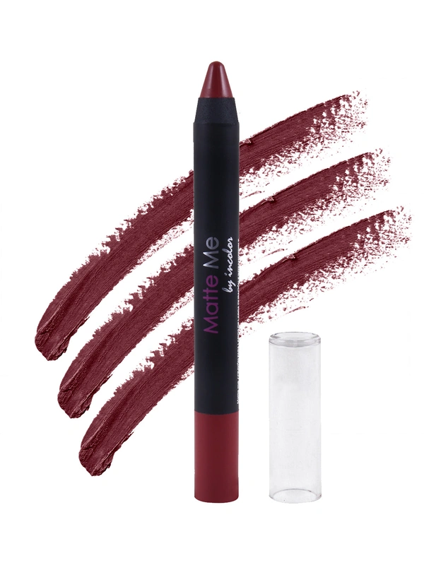 Incolor Matte Me Crayon Pencil Lipstick 18 Dark Era | Deep Matte Finish & Creamy Texture | Long-Lasting Wear & Precise Crayon Design | Lightweight Formula for All-Day Comfort