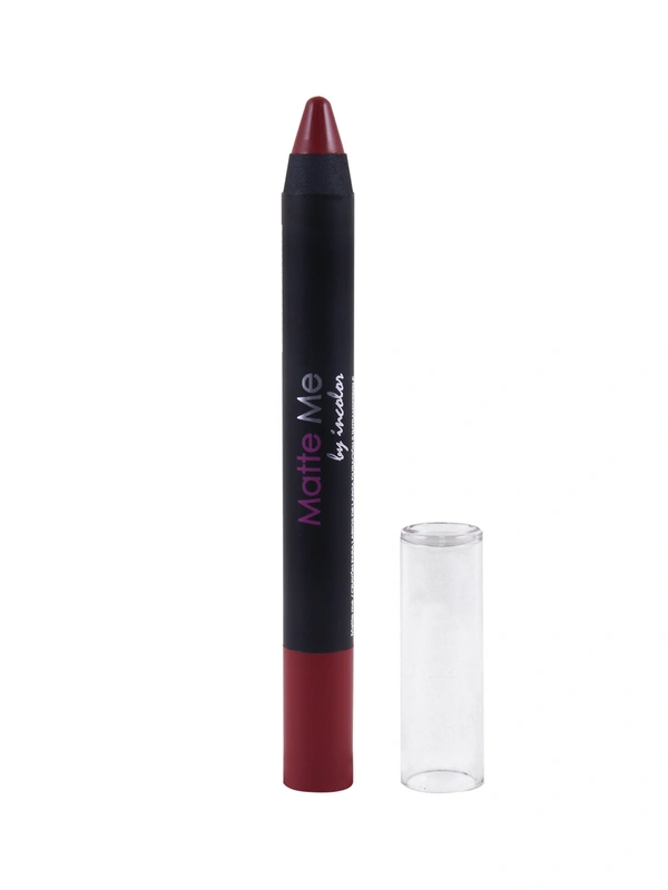 Incolor Matte Me Crayon Pencil Lipstick 18 Dark Era | Deep Matte Finish & Creamy Texture | Long-Lasting Wear & Precise Crayon Design | Lightweight Formula for All-Day Comfort
