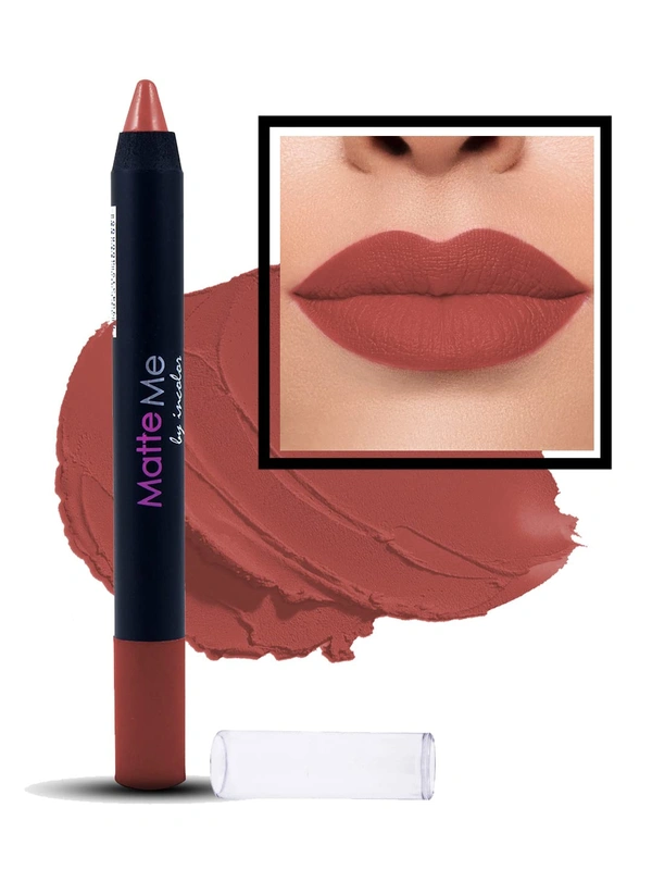 Incolor Matte Me Crayon Pencil Lipstick 21 Dusk to Down| Smooth Matte Finish & Creamy Texture | Long-Lasting Wear & Precise Crayon Design | Lightweight Formula for All-Day Comfort