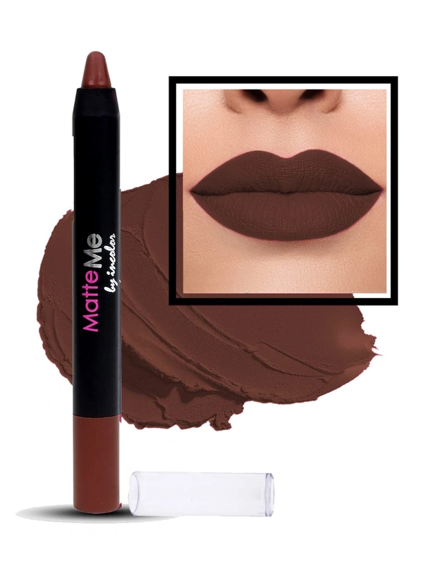 Incolor Matte Me Crayon Pencil Lipstick 31 Feast| Deep Brown Finish & Creamy Texture | Full Coverage, Long-Lasting Wear & Precise Crayon Design | Lightweight Formula for All-Day Comfort