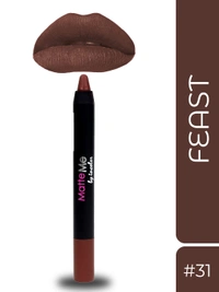 Incolor Matte Me Crayon Pencil Lipstick 31 Feast| Deep Brown Finish & Creamy Texture | Full Coverage, Long-Lasting Wear & Precise Crayon Design | Lightweight Formula for All-Day Comfort