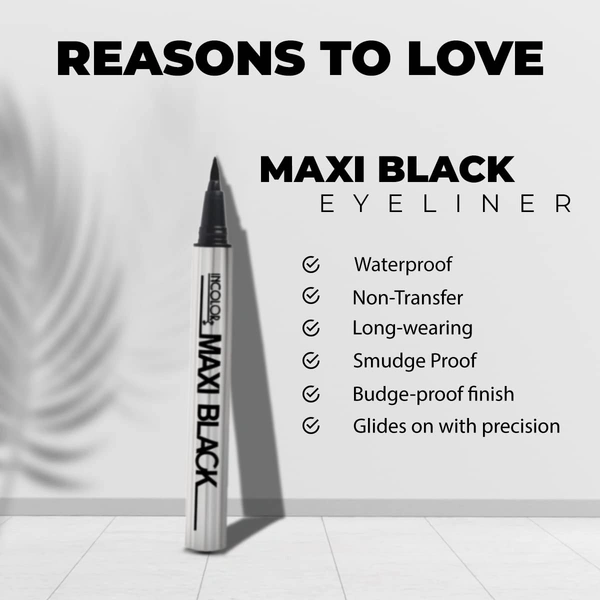 Incolor Maxi Pen Eyeliner 2gm Shade 04 Green for Women | Highly Pigmented Green | Long Lasting | Smudge Proof | Easy Sketch Pen Tip | Matte Finish