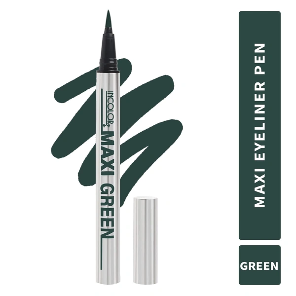 Incolor Maxi Pen Eyeliner 2gm Shade 04 Green for Women | Highly Pigmented Green | Long Lasting | Smudge Proof | Easy Sketch Pen Tip | Matte Finish