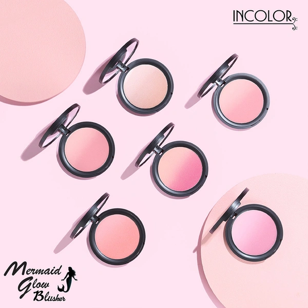 Incolor Mermaid Glow Blusher & Highlighter Shade 05 Dusty Rose | Silky Smooth Texture | Natural Flush with Radiant Glow | Long-Lasting, Blendable & Highly Pigmented