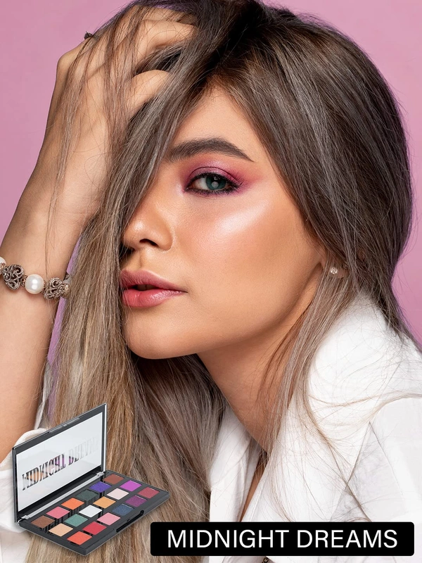 Incolor Midnight Dreams 18 in 1 Color Eyeshadow Palette 25g, Shade 03 | Waterproof Eye Makeup | Matte & Glitter Finish | Multicolor Shades