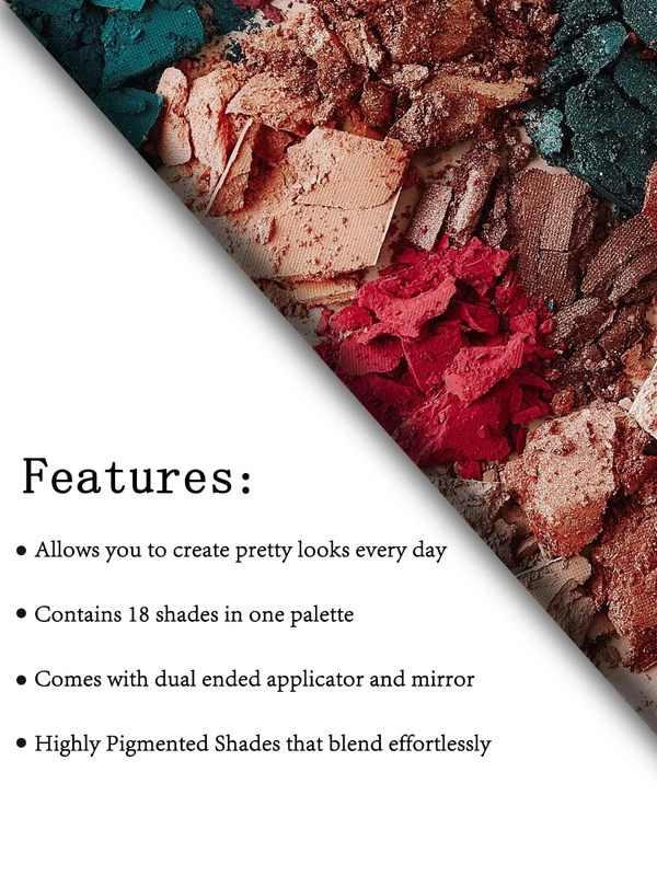 Incolor Midnight Dreams 18 in 1 Color Eyeshadow Palette 25g, Shade 02 | Waterproof Eye Makeup | Matte & Glitter Finish | Multicolor Palette