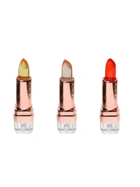 Incolor Multicolor Set of 3 Exposed Color Change Lipsticks, Jelly Crystal Glossy Finish, pH Activated, Long Lasting, Waterproof, Moisturizing Lipsticks for Women & Girls