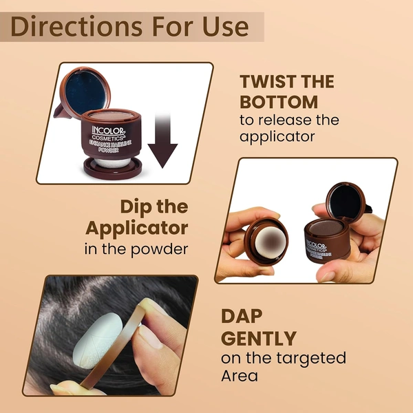 Incolor Root Touch Up Hair Powder Beard Line Dark Brown | Hairline & Beard Filler | Root Cover Up Stick | For Thinning Hair, Bald Spots & Eyebrows