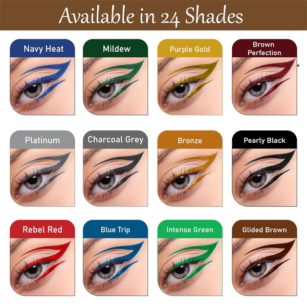 Incolor Stroke Maker Eyeliner Shade 19 Jalapeno Green | Intense Matte Finish | Quick Dry & 24HR Long Lasting | Waterproof & Smudgeproof | Fine Tip Precision