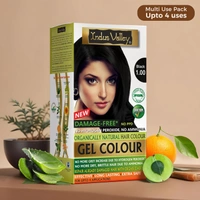 Indus Valley INDUS VALLEY Damage Free Natural Gel Hair Colour 220ml Black 1.00 for Women & Men | 100% Grey Coverage | No Ammonia, No PPD | Organic Herbal Based Conditioning Hair Color