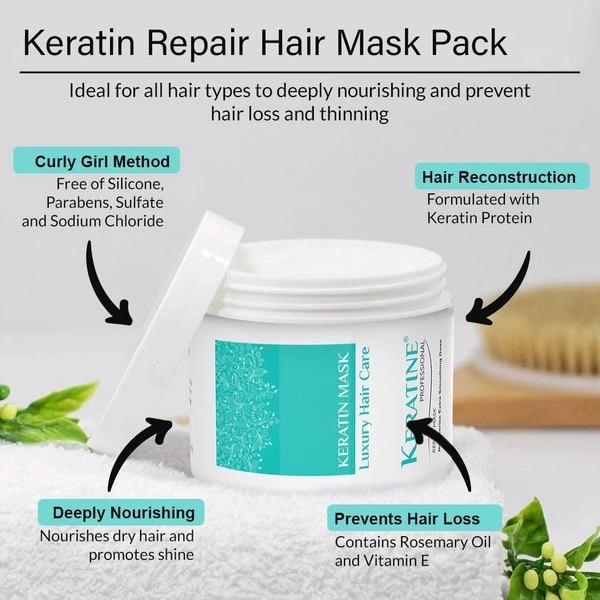 Keratine Professional Repair Mask for Chemically Treated HairFloral Fragrance | Deep Nourishment | Restores Shine & Strength | Anti-Frizz Treatment | Smooth Finish