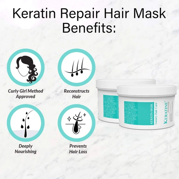 Keratine Professional Repair Mask for Chemically Treated HairFloral Fragrance | Deep Nourishment | Restores Shine & Strength | Anti-Frizz Treatment | Smooth Finish