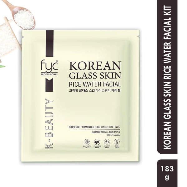 Fyc Korean Glass Skin Rice Water Facial Kit | Achieve Radiant, Smooth & Luminous Skin | Includes Cleanser, Toner, Serum, Mask & Moisturizer for Glowing Complexion