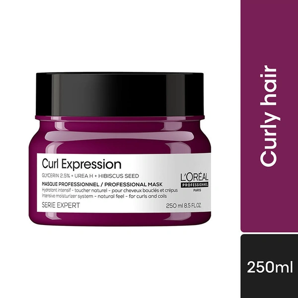 L'Oreal Professionnel Curl Expression Hair Mask 250ml For Curly & Coily Hair | Intense Moisturizing & Hydrating | Deep Nourishment, Anti Frizz, Shine Boost, Salon Results