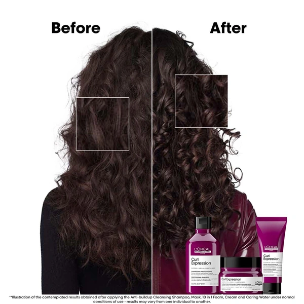 L'Oreal Professionnel Curl Expression Intense Moisturizing Cleansing Shampoo 300ml For Curly & Coily Hair With Glycerin, Urea H & Hibiscus Seed Extract - Deep Hydration