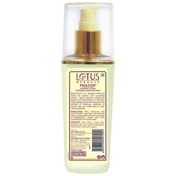 Lotus Herbals Basiltone Clarifying & Balancing Skin Toner Liquid, 100ml