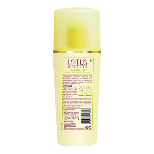 Lotus Herbals Lemonpure Turmeric & Lemon Cleansing Milk, 80 ml